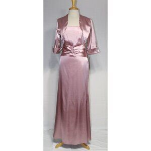 Lenovia #6249 Satin Formal Gown With Bolero-Size L-ROSE PINK-NEW W/Tags